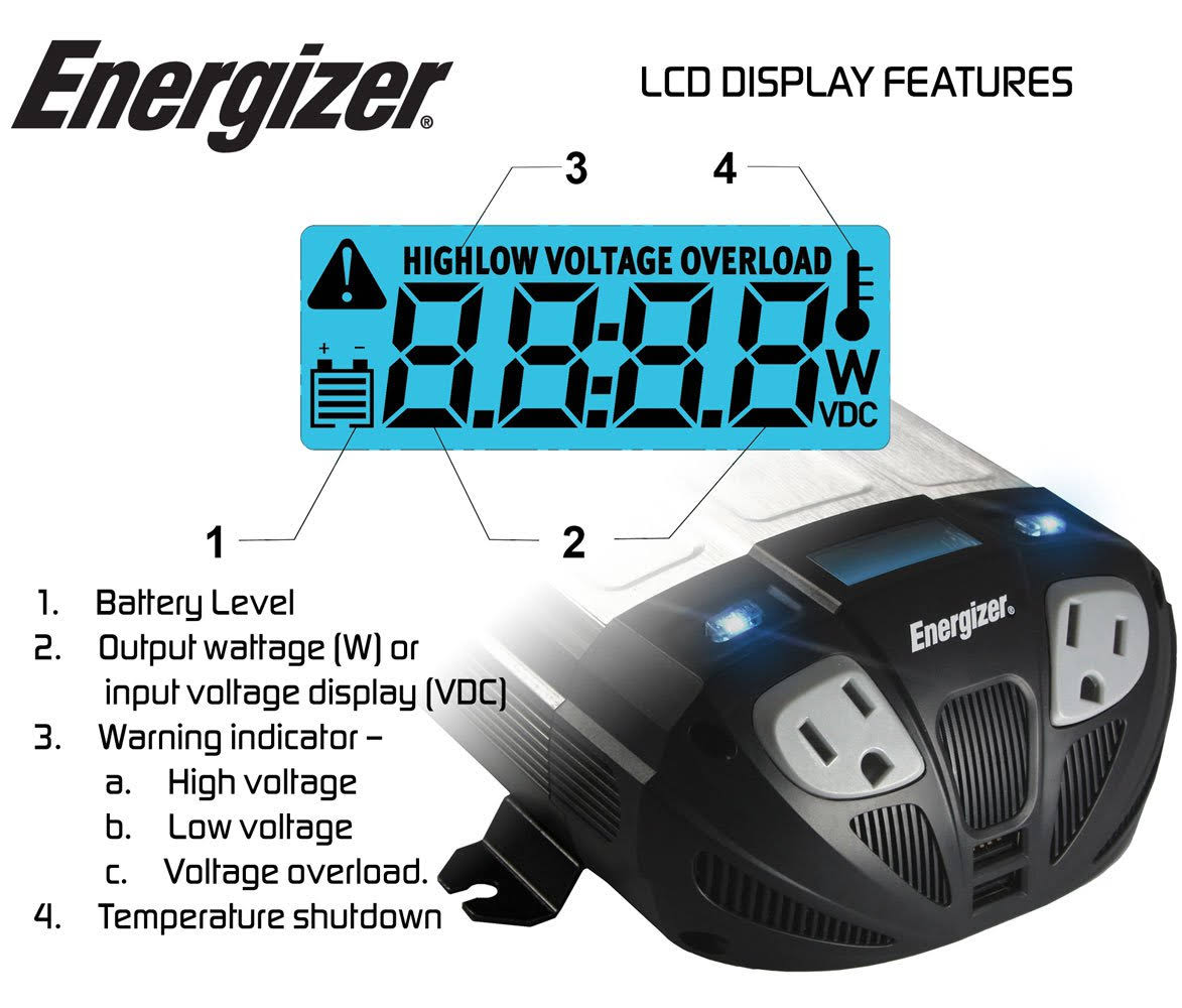 Energizer En1500 - 12-Volt Power Inverter 1,500 Watts