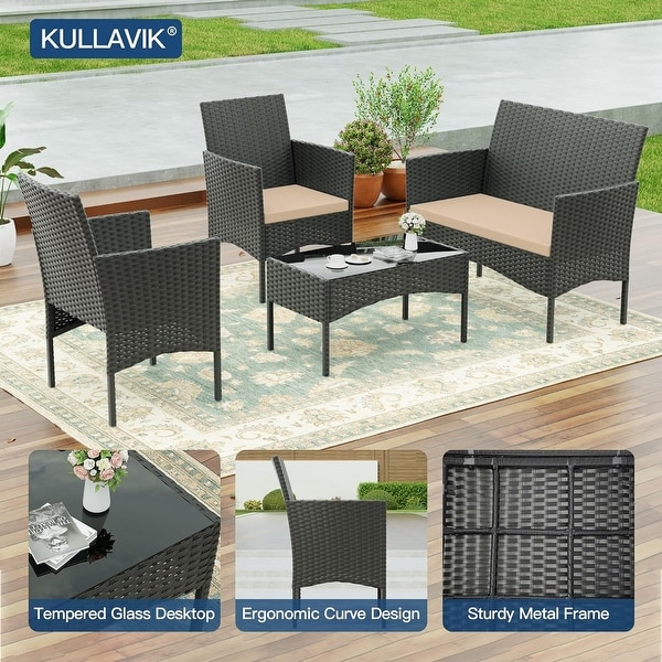 4Piece Conversation Furniture Set,Patio Dining Table and Chair Set