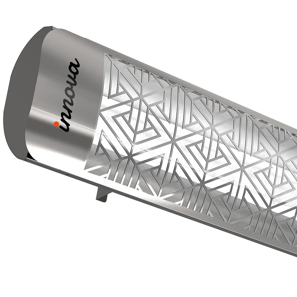 Innova-6000 Watt Electric Infrared Dual Element Heater-208 Voltage-Stainless Steel Finish-Mason Decorative Fascia-Outdoor Wall Mount Electric
