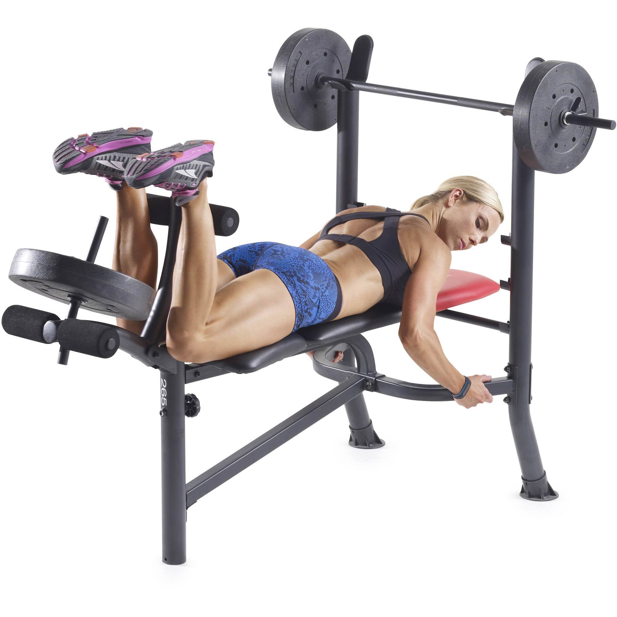 Weider Pro 265 Standard Bench with Vinyl Weight Set, Gray