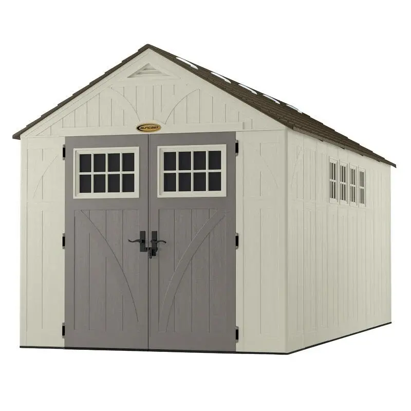 Tremont 8′ x 16′ Heavy-Duty Plastic Storage Shed – Durable, Ventilated, Easy Assembly