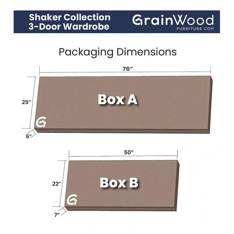 Shaker-Style Grain Wood Armoire – 3-Door Solid Wood Wardrobe (60″W x 72″H x 22″D)