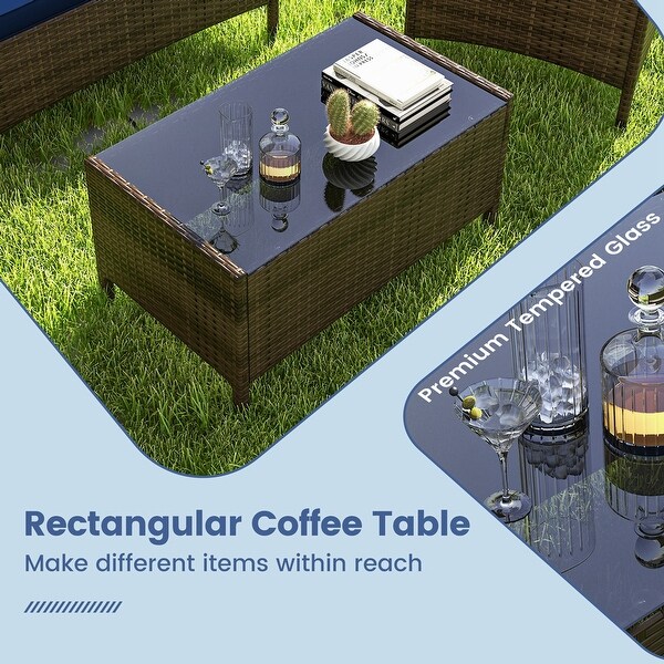 Costway 4 PCS Patio Furniture Set with Washable Cushions and Tempered