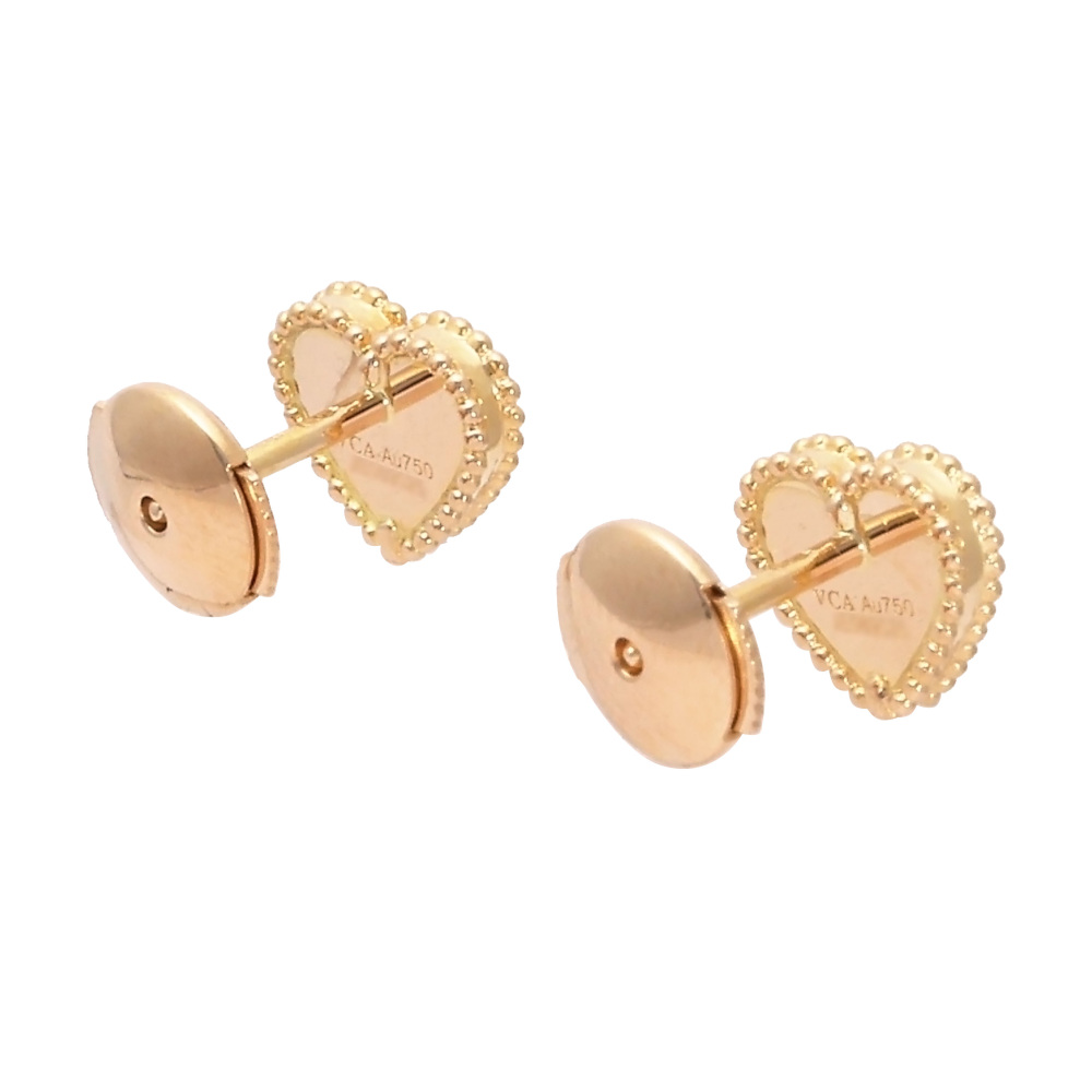 Van Cleef & Arpels Sweet Alhambra Heart Earrings 18K Rose Gold Carnelian VCARN6BP00