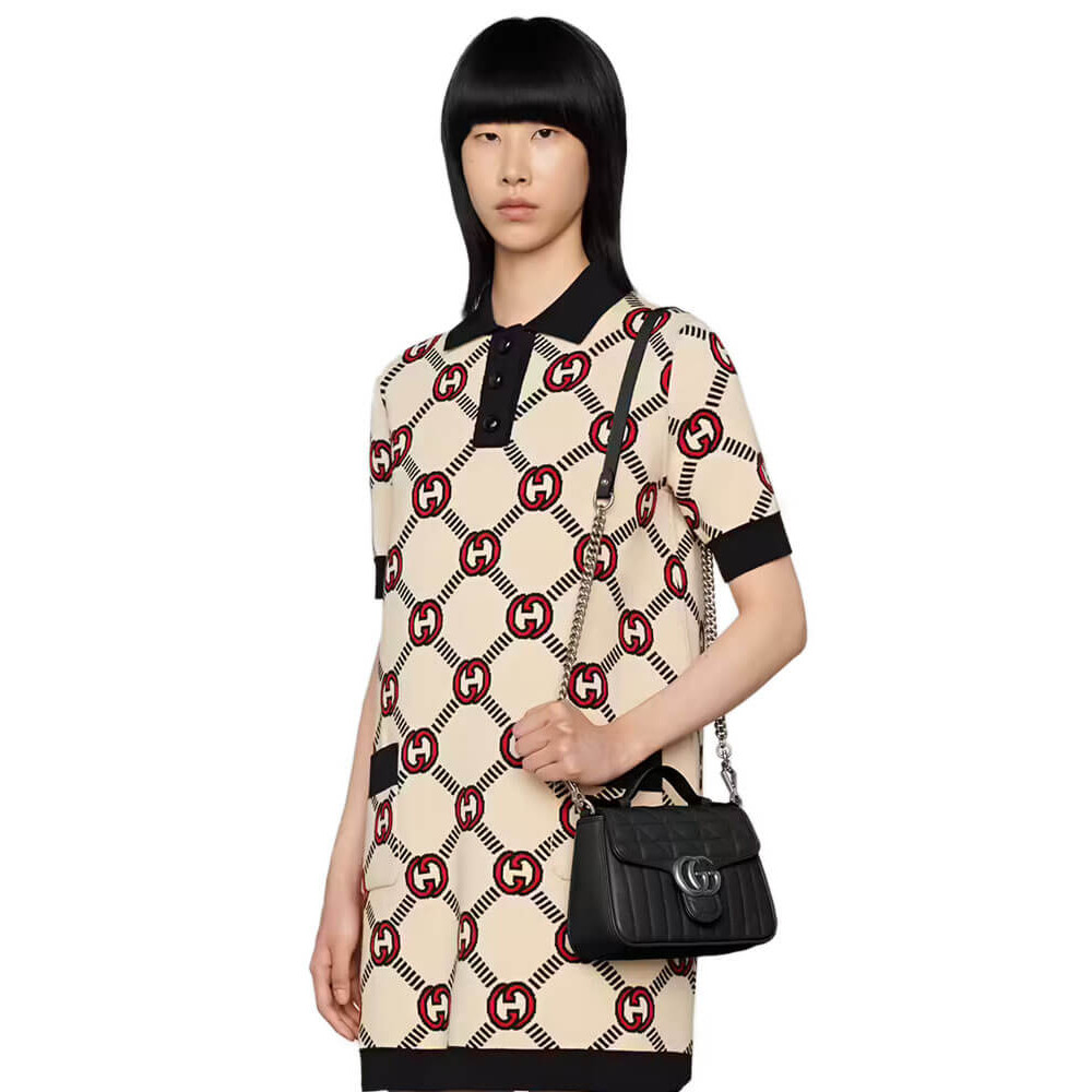 Gucci GG Marmont Black Matelasse Leather Mini Top Handle Bag