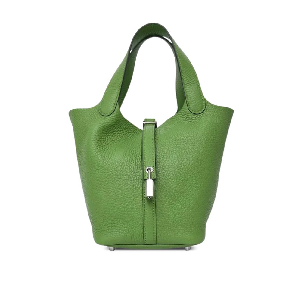 Hermes Picotin Lock Bag In Taurillon Clemence Vert Criquet 22Cm