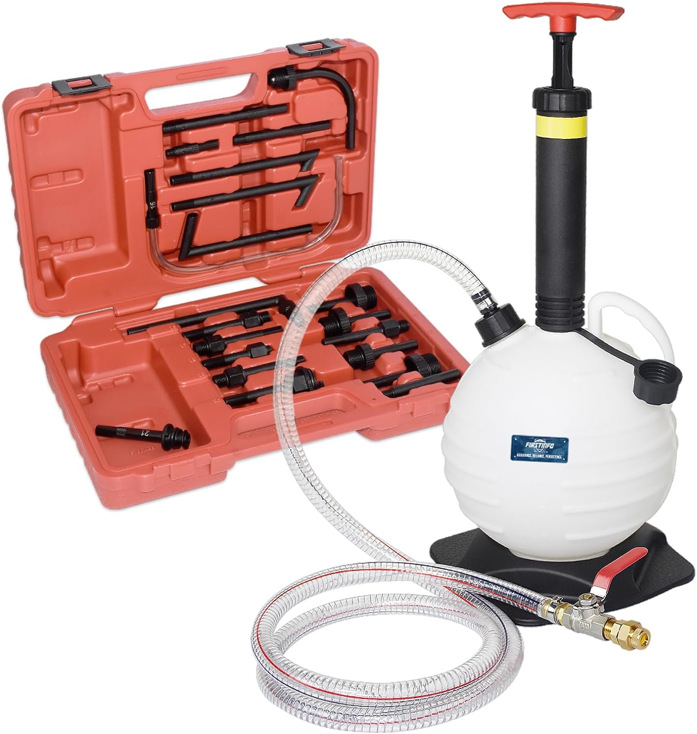 A1139HNUS Patented 12.5L Automatic Transmission Fluid Pump for ATF Filler System with 21 Pieces Taiwan-ATF Filling Adapters, Pneumatic and Manual Operation for Refilling Use