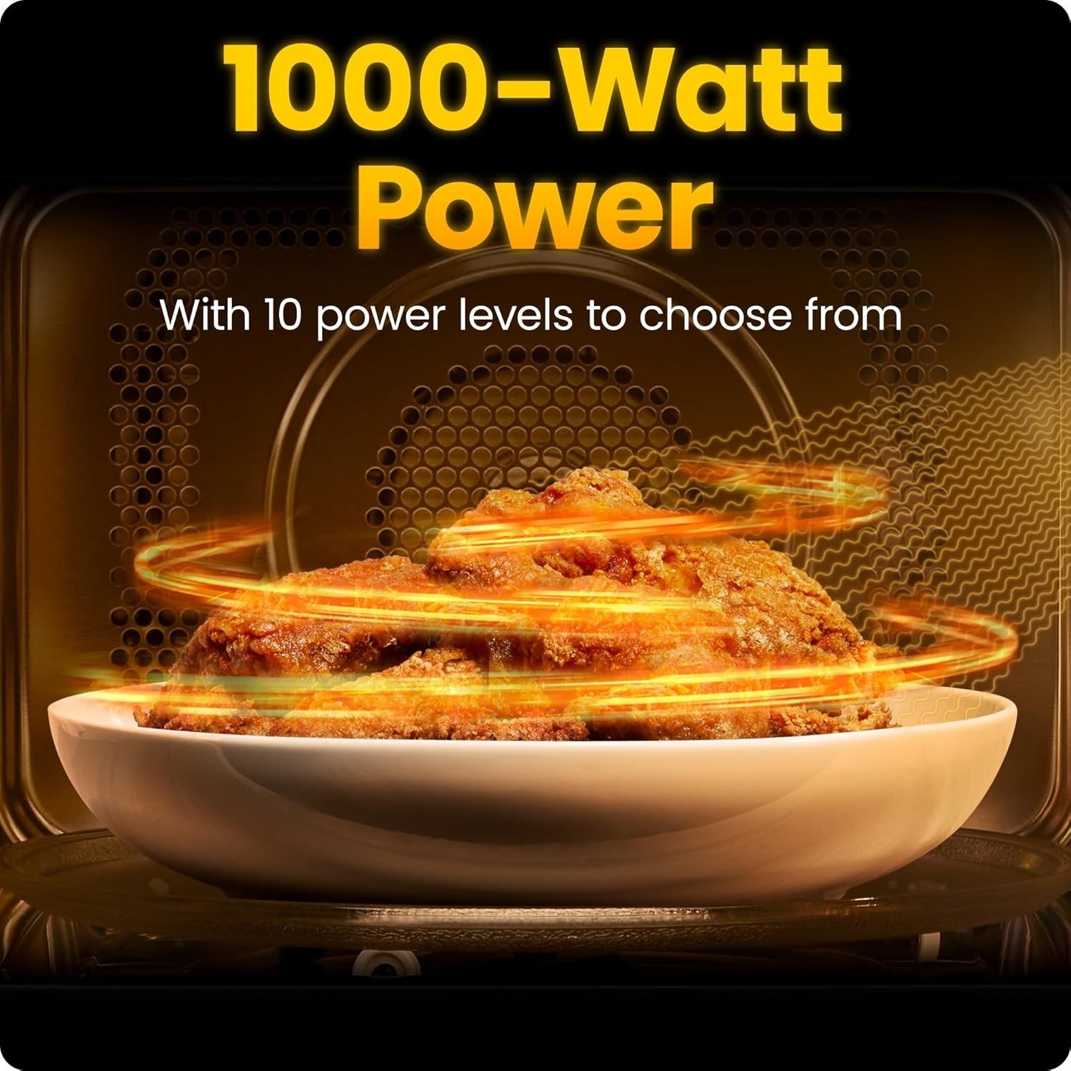 Countertop Microwave Oven 1.1 Cu. Ft., 1000 Watts with 10 Power Levels, 6 Cooking Presets with One-Touch Express Cook, Eco Mode, Child Safety Lock, & Mute Button – Black
