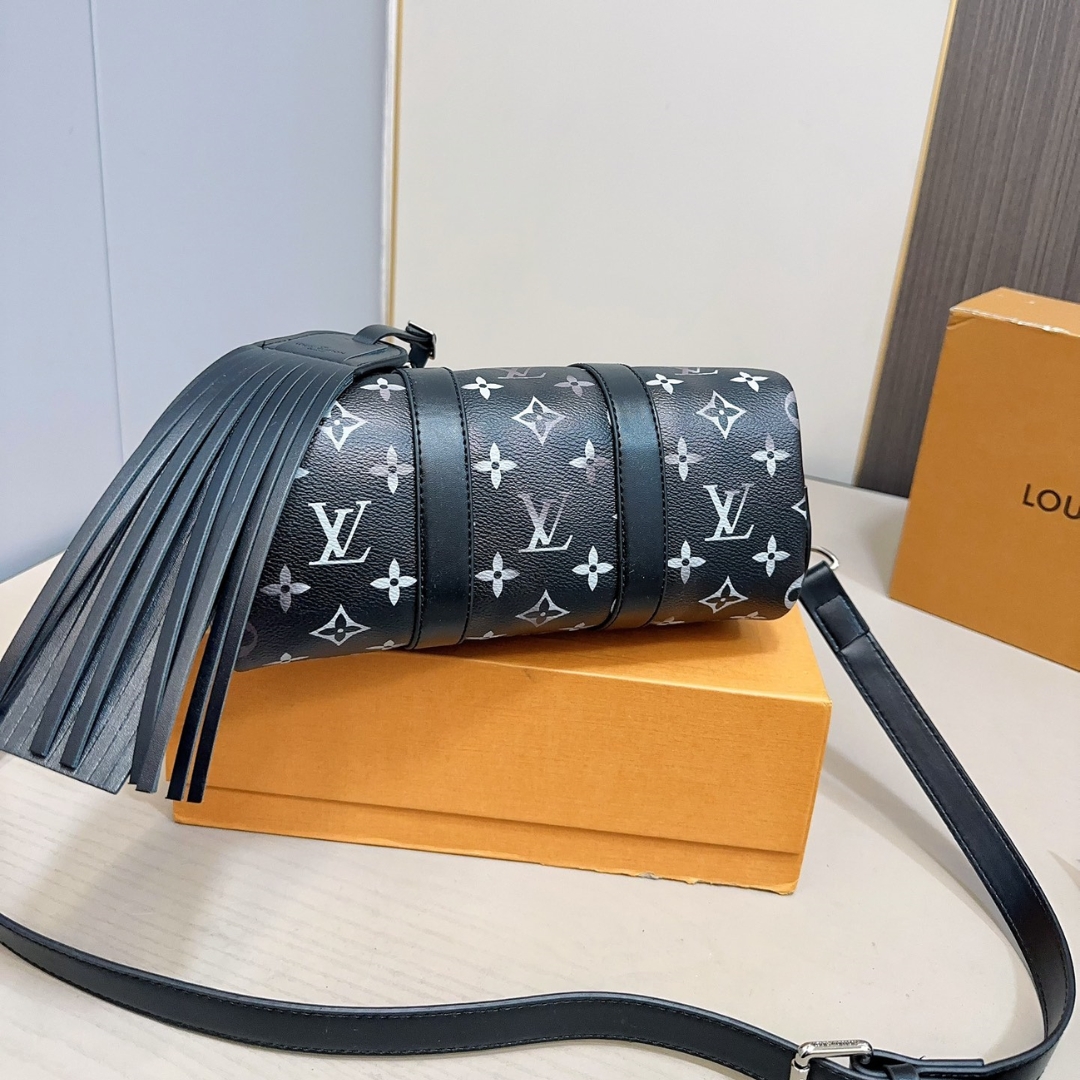 Louis Vuitton Keepall Bandouli Re 25 Bag Monogram Brushed Cowhide Black 25Cm M11595