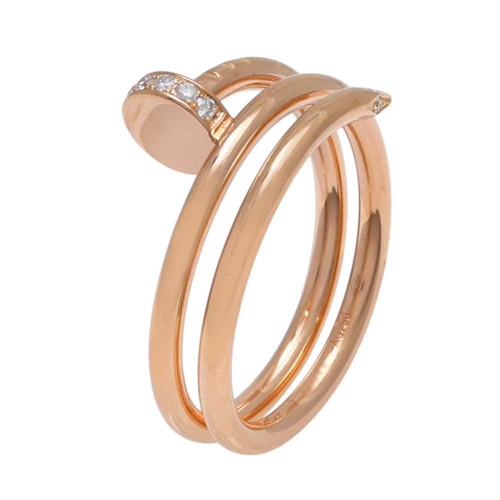 Cartier Juste un Clou Double Ring 18K Rose Gold Diamond B4210800