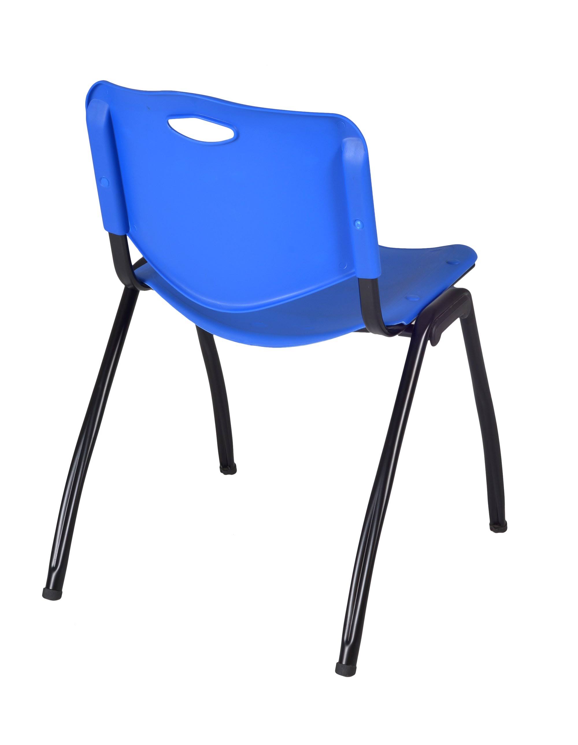 Regency Cain 84x22 x 24x22 Training Table- Mahogany u0026 3 &M& Stack Chairs- Blue