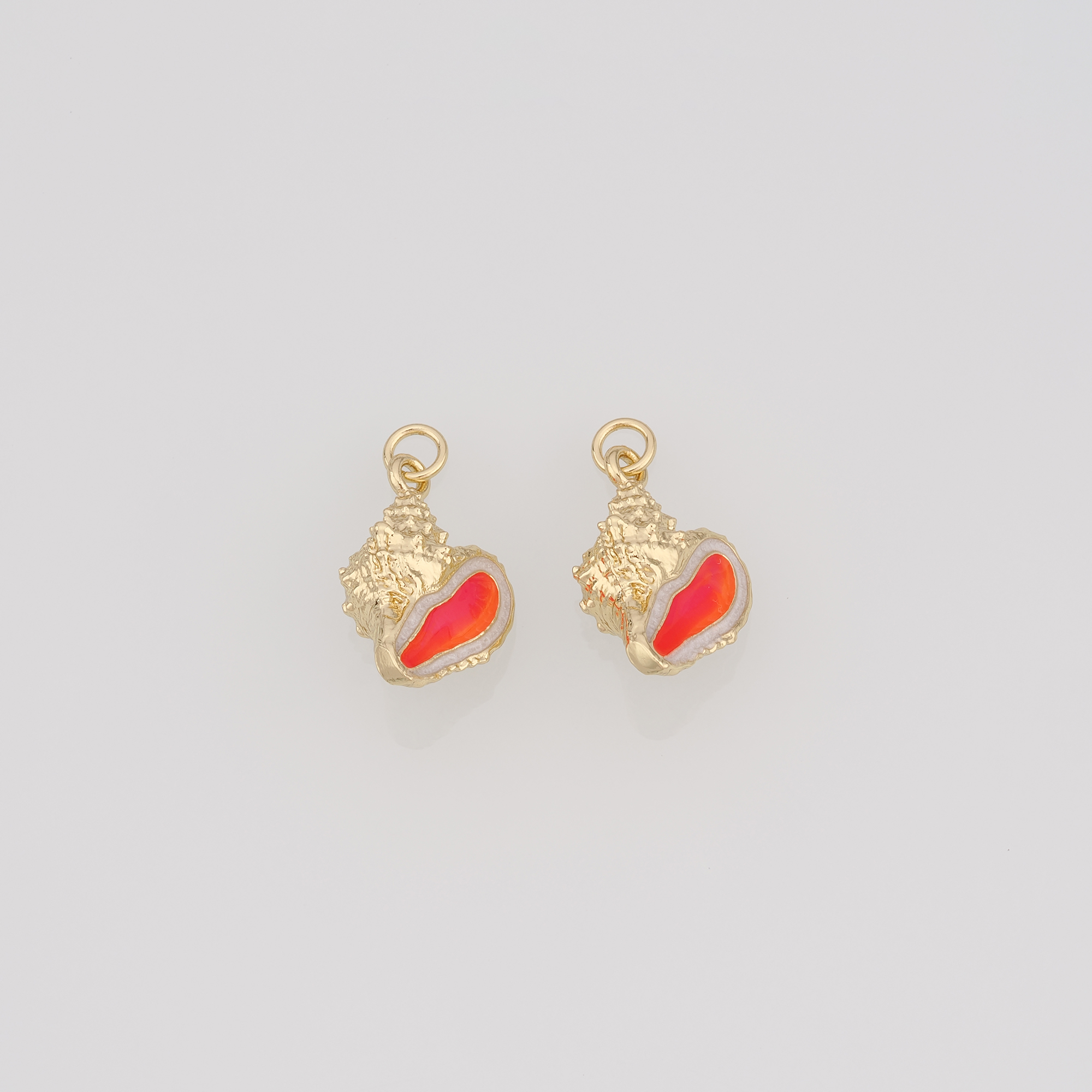 18K Gold Filled Conch Shell Pendant,Enamel Ocean Shell Charm Earrings Necklace for DIY Jewelry Making Supply