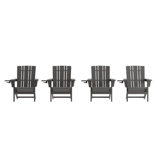 Set of 4 Commercial AllWeather Adirondack Chairs with Cupholders