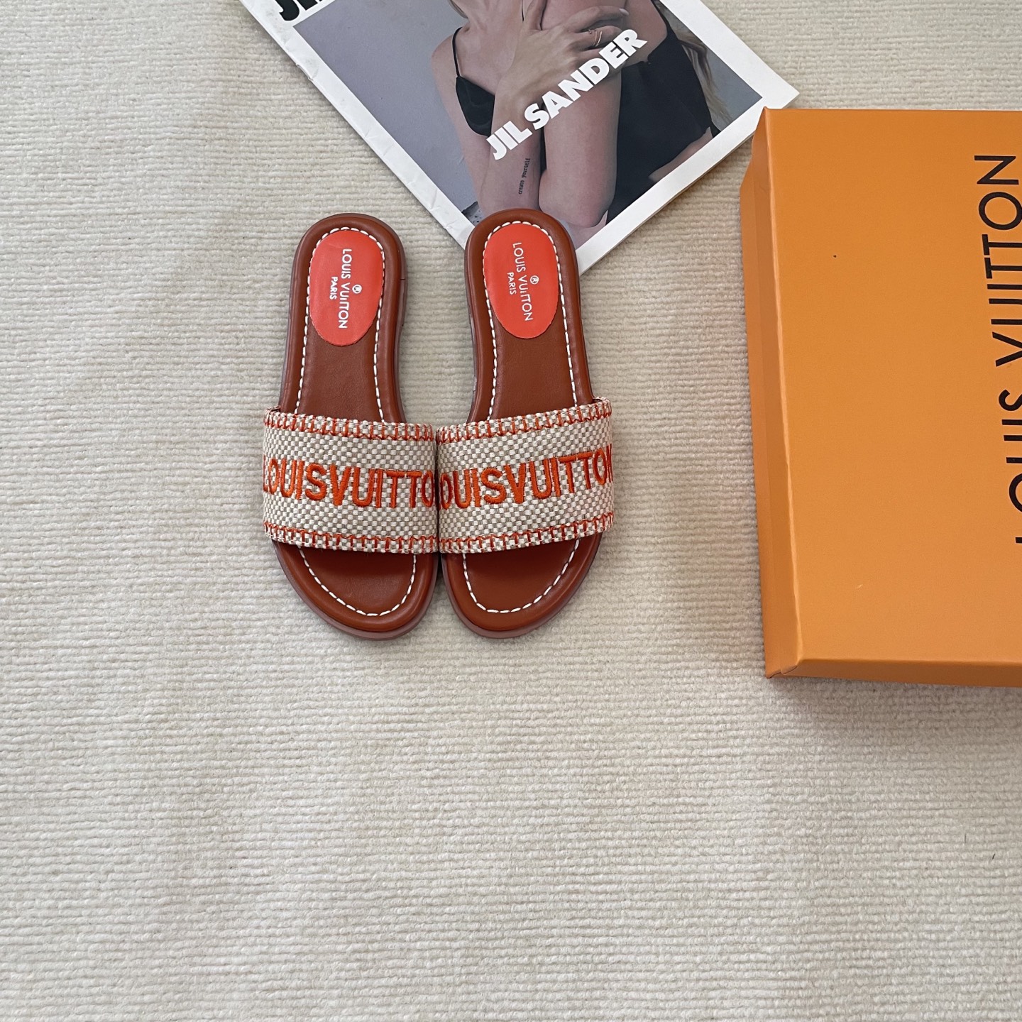 LV embroidered flat slippers - cnluxepick