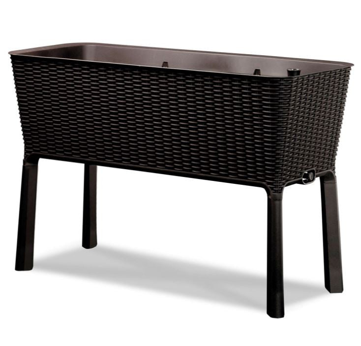 2026 Dark Brown Wicker Raised Garden Bed Planter w/ Water Indicator