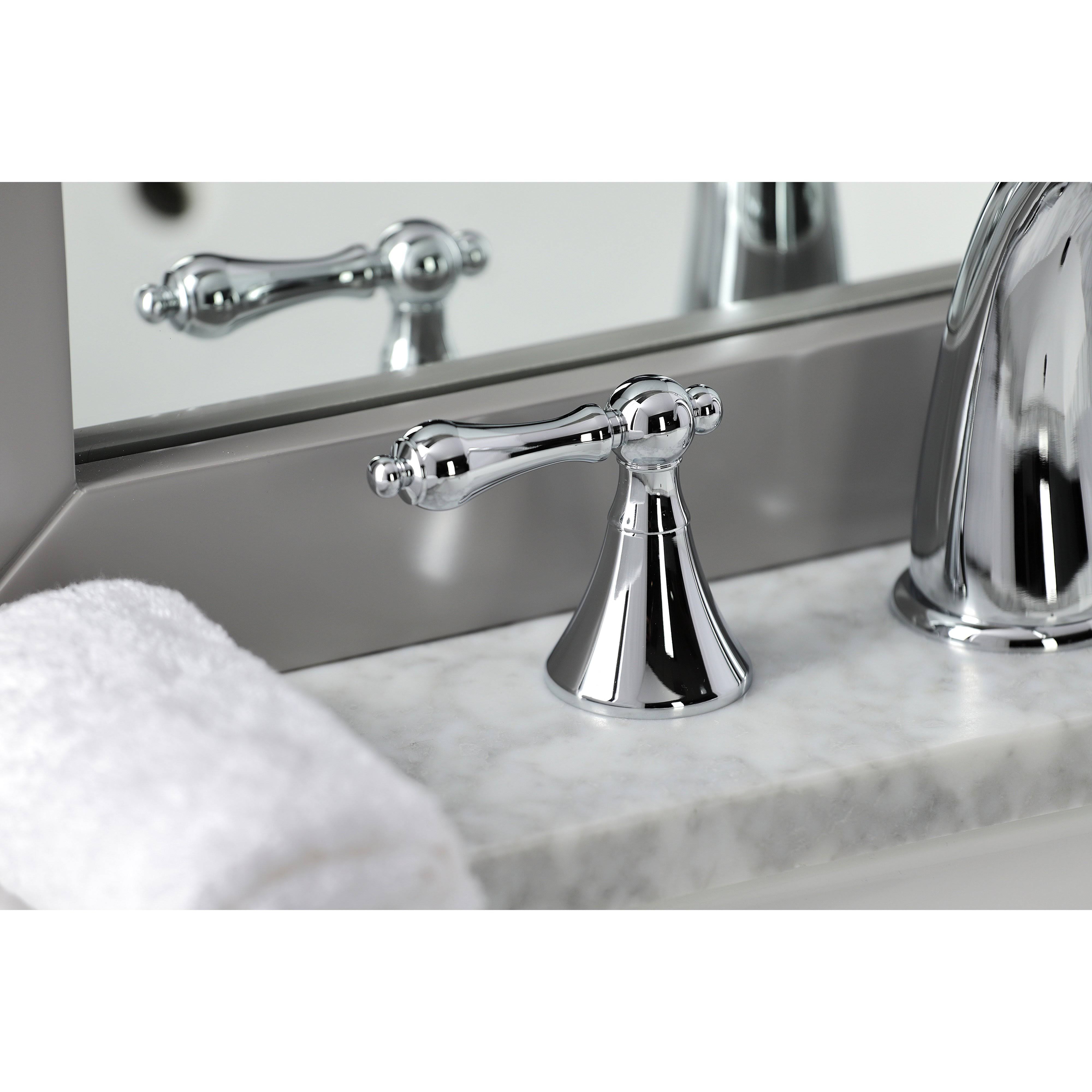 Kingston Brass Naples 8-Inch Widespread Bathroom Faucet with Brass Pop-Up - Brushed Nickel KS2978AL