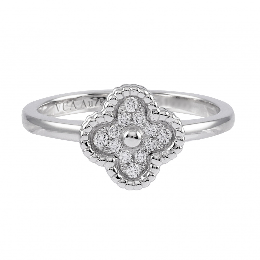Van Cleef & Arpels Sweet Alhambra Ring 18K White Gold Diamond VCARO85800