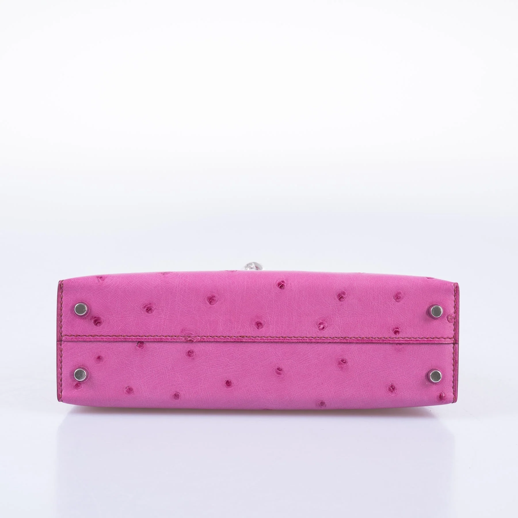 Hermès Mini Kelly II 20 Sellier Fuchsia Ostrich Palladium Hardware