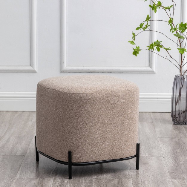 Modern Square Ottoman With Metal Base Wovenbyrd