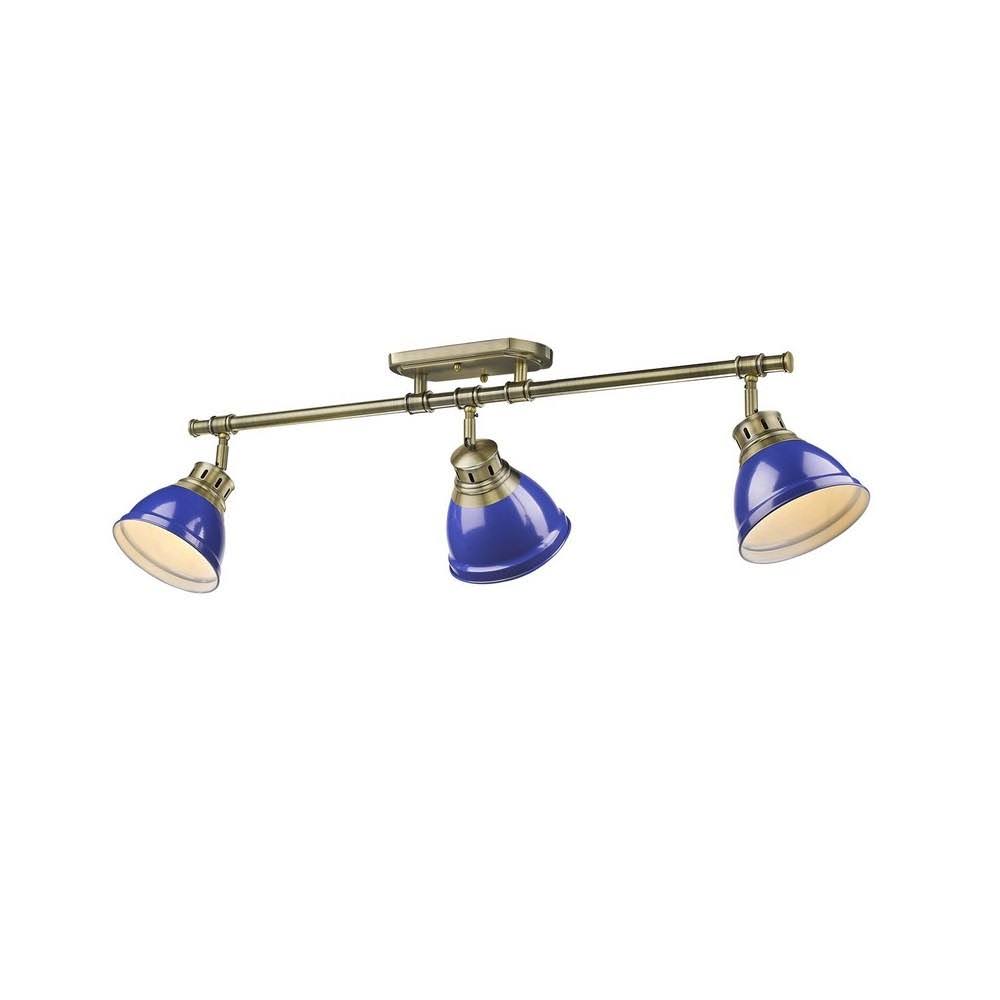 Golden Lighting 3602-3SF AB-CH Duncan Semi-Flush - Track Light in Aged Brass