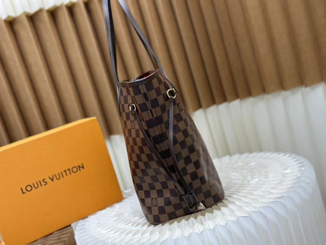 Real Leather LV Louis Vuitton Neverfull MM Damier Ebene Bag - cnluxepick