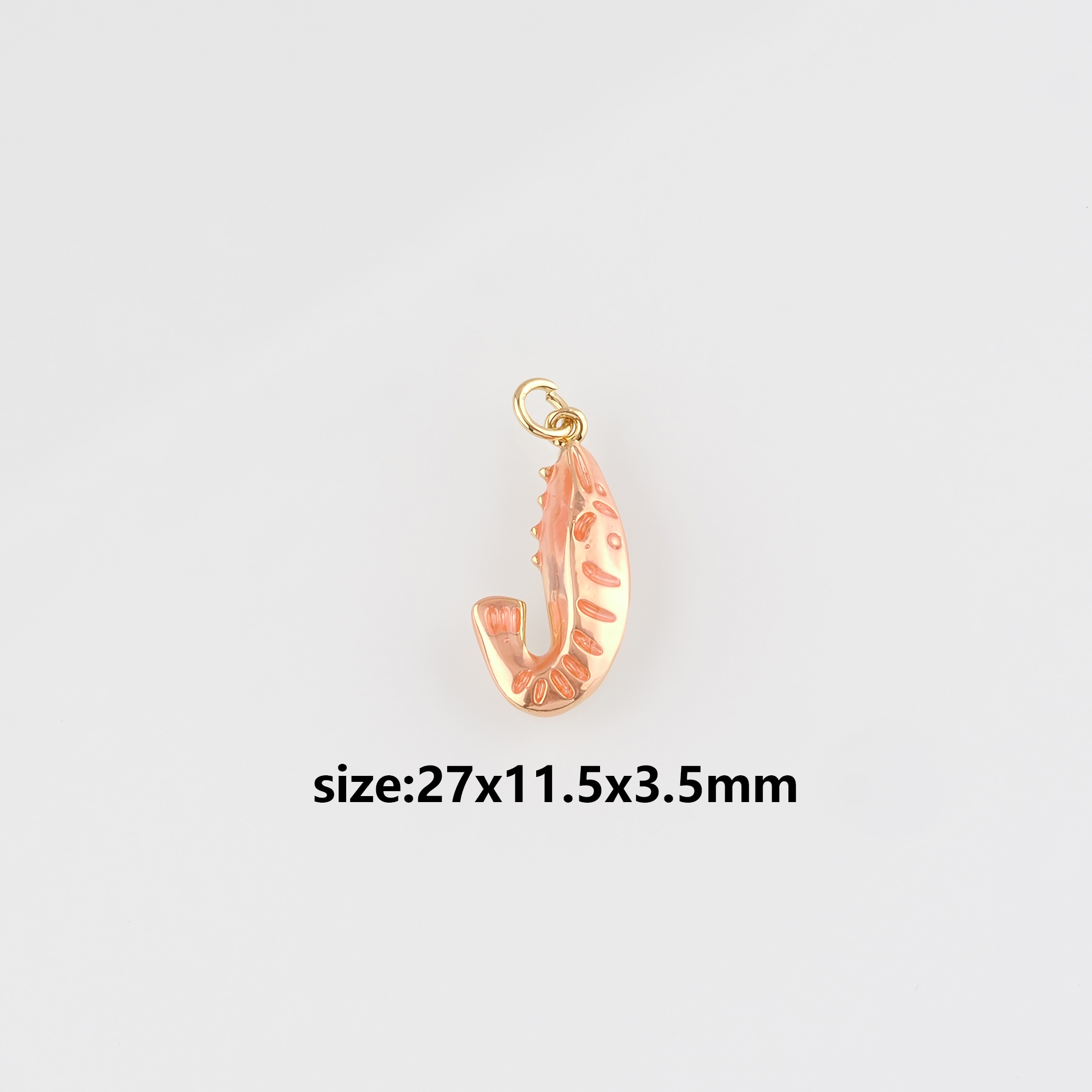 18K Gold Filled Shrimp Pendant,Enamel Shrimp Charm Earrings Necklace for DIY Jewelry Making Supply