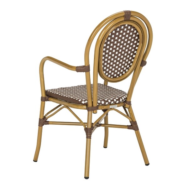 SAFAVIEH Rosen Bistro Stacking Brown/White Arm Chair (Set of 2)