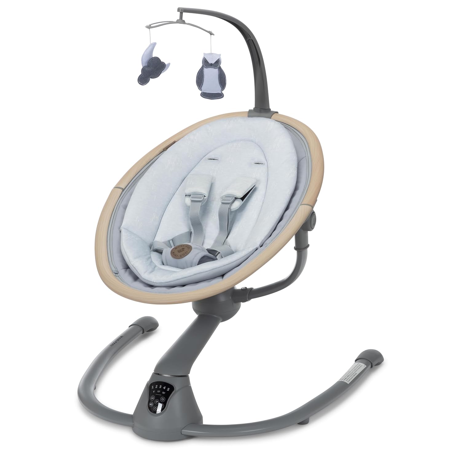 Maxi-Cosi Cassia Baby Swing, 360 Rotating, Portable & Lightweight, EcoCare Fabric, Music & Nature Sounds, Classic Oat