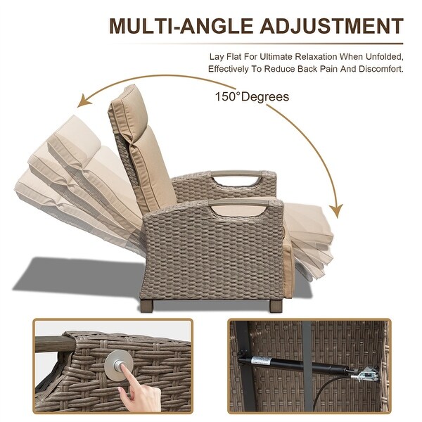 Patio Adjustable Recliner Chair with HandWoven Wicker