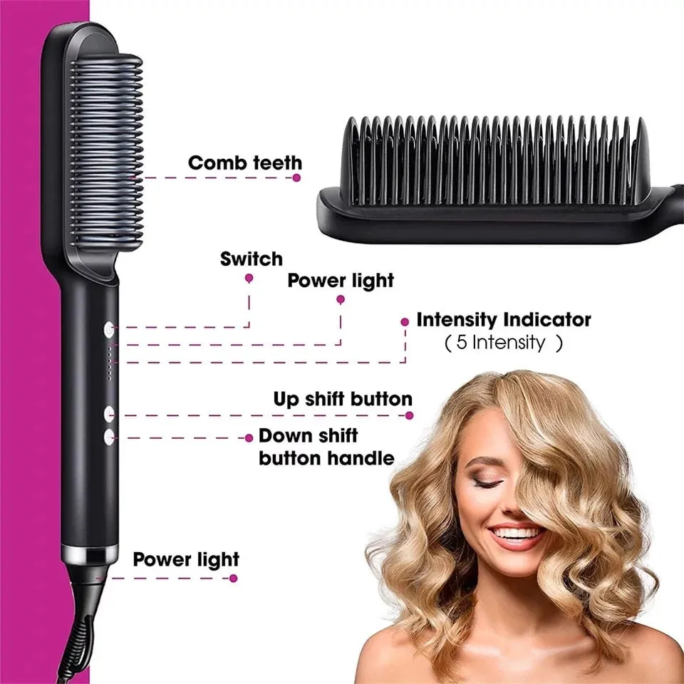 PROFESSIONAL 2-In-1 Hair Straightener Curler Hot Air Comb