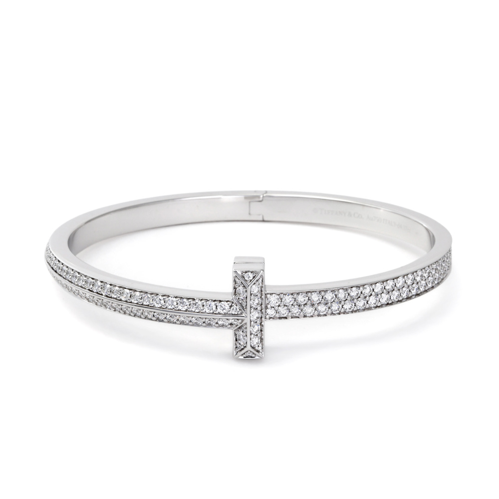 Tiffany & Co. Tiffany T One Wide L Bracelet 18K White Gold Diamond 68127408