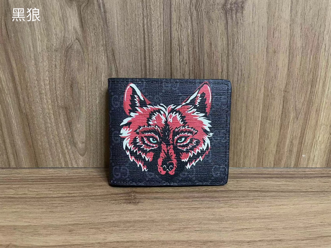 Gucci Tiger Wolf Animal Monogram Bifold Wallet - cnluxepick