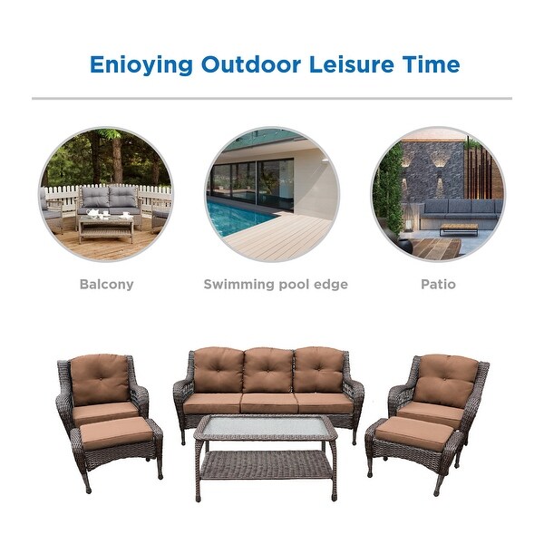 6piece Resin Wicker Patio Furniture Conversation Set with High Back