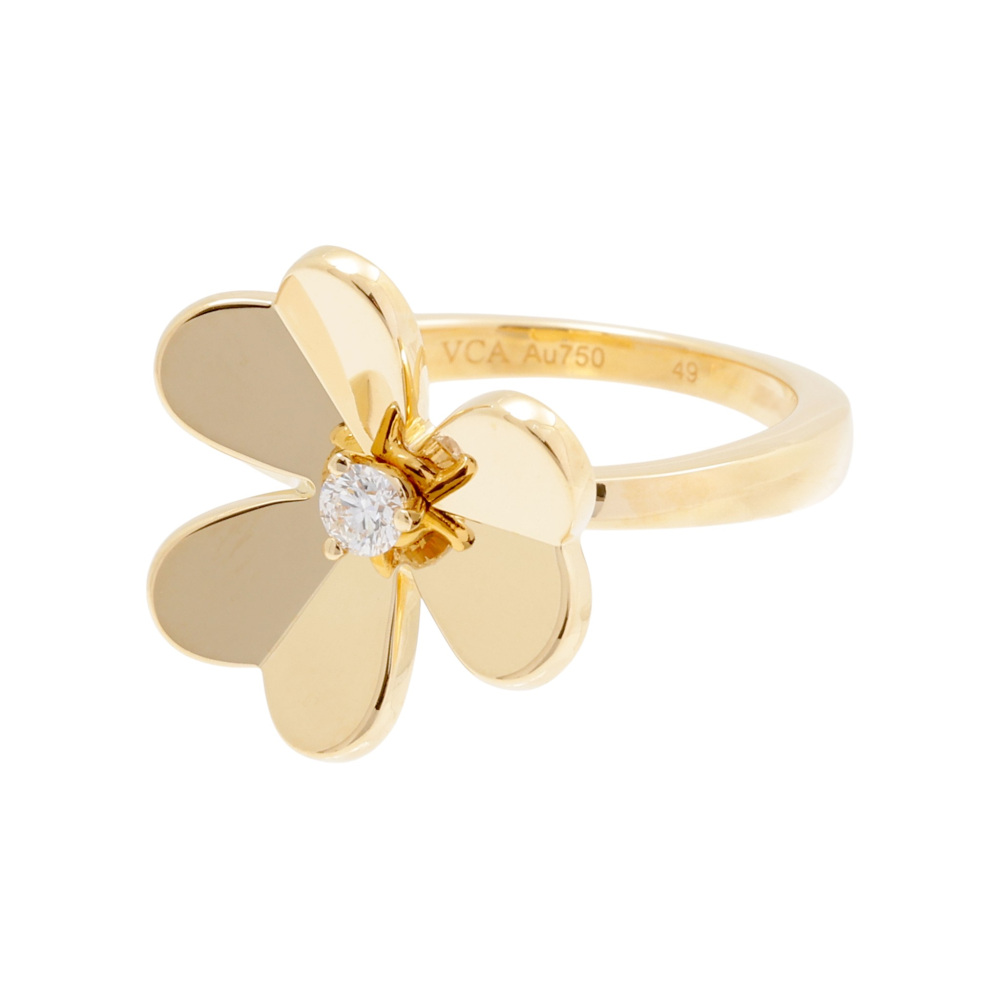Van Cleef & Arpels Frivole Ring 1 Flower 18K Yellow Gold Diamond VCARP2DS00