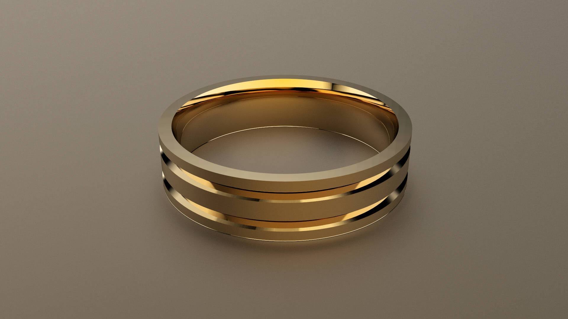 Polished Yellow Gold 6mm Double V Groove Wedding Band 5 3/4