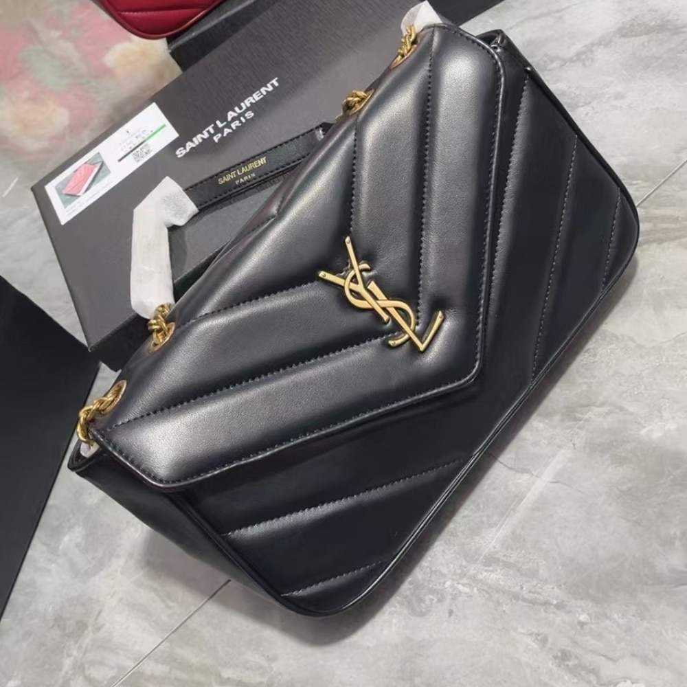 Saint Laurent Loulou Medium Chain Bag Black 29Cm