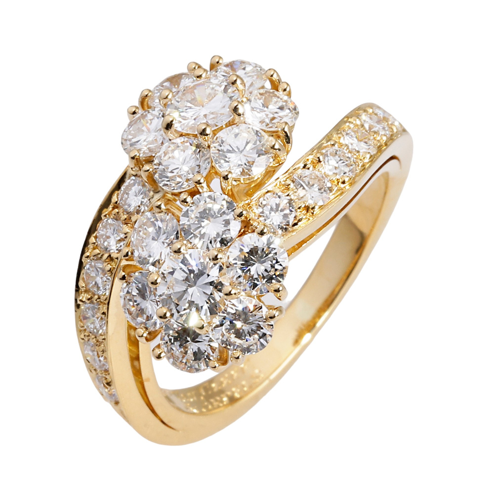 Van Cleef & Arpels Fleurette Ring 18K Yellow Gold Diamond