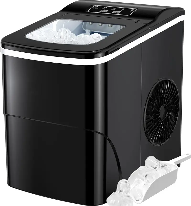 Silonn Countertop Nugget Ice Maker — 33 lbs/Day Soft Chewable Pebble Ice Machine with Auto-Cleaning & Scoop (Black)