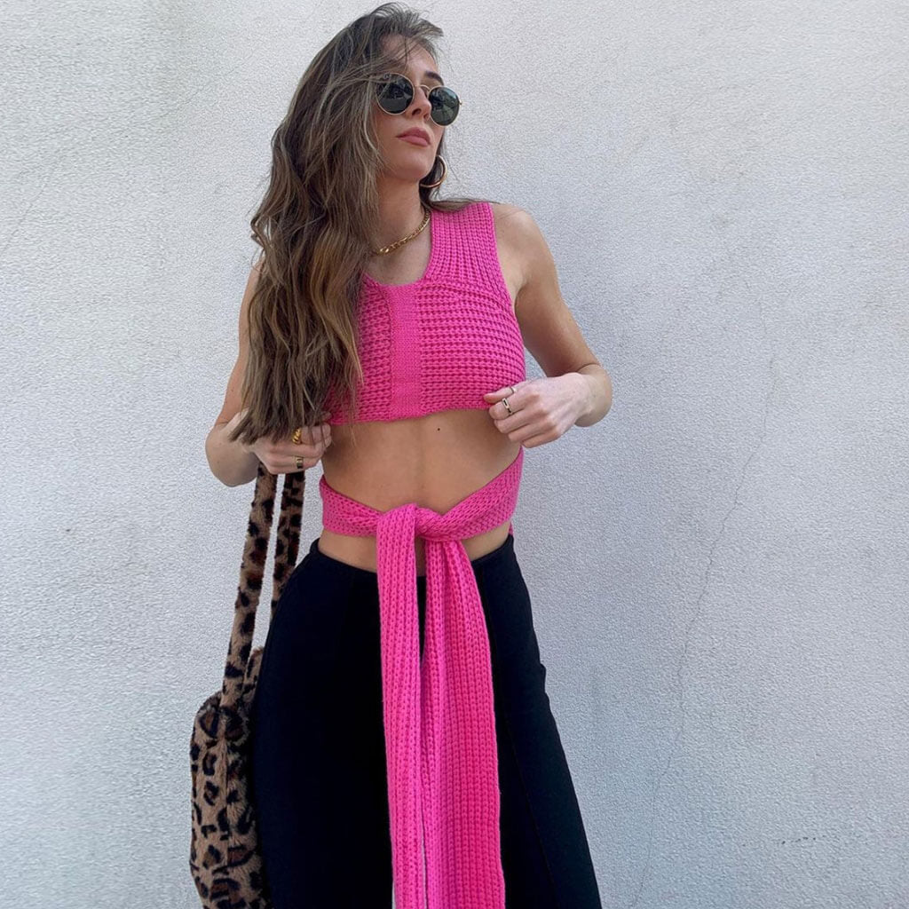 Wrap Tie Knit Crop TopClistos
