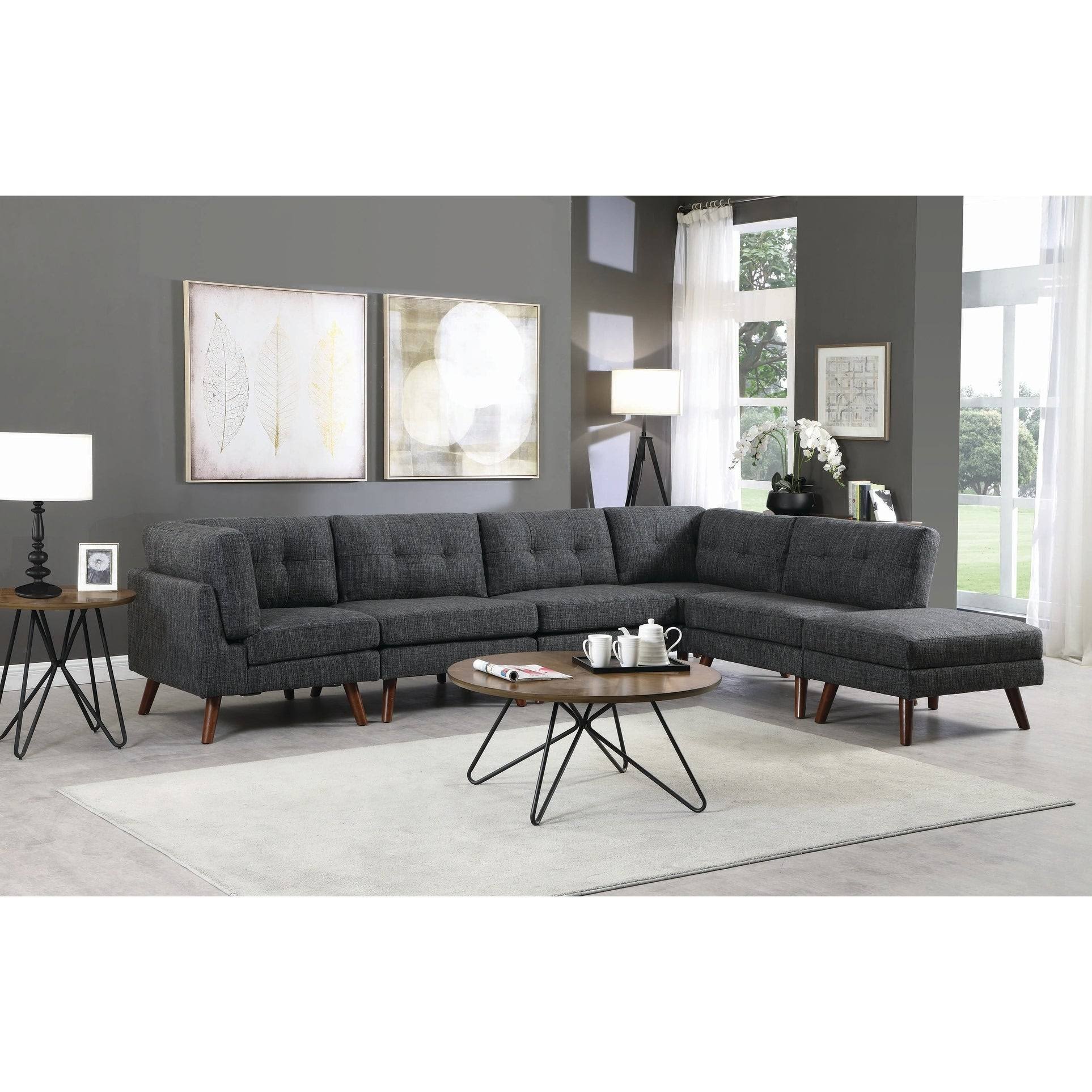 Coaster Churchill Dark Grey Rectangular Ottoman