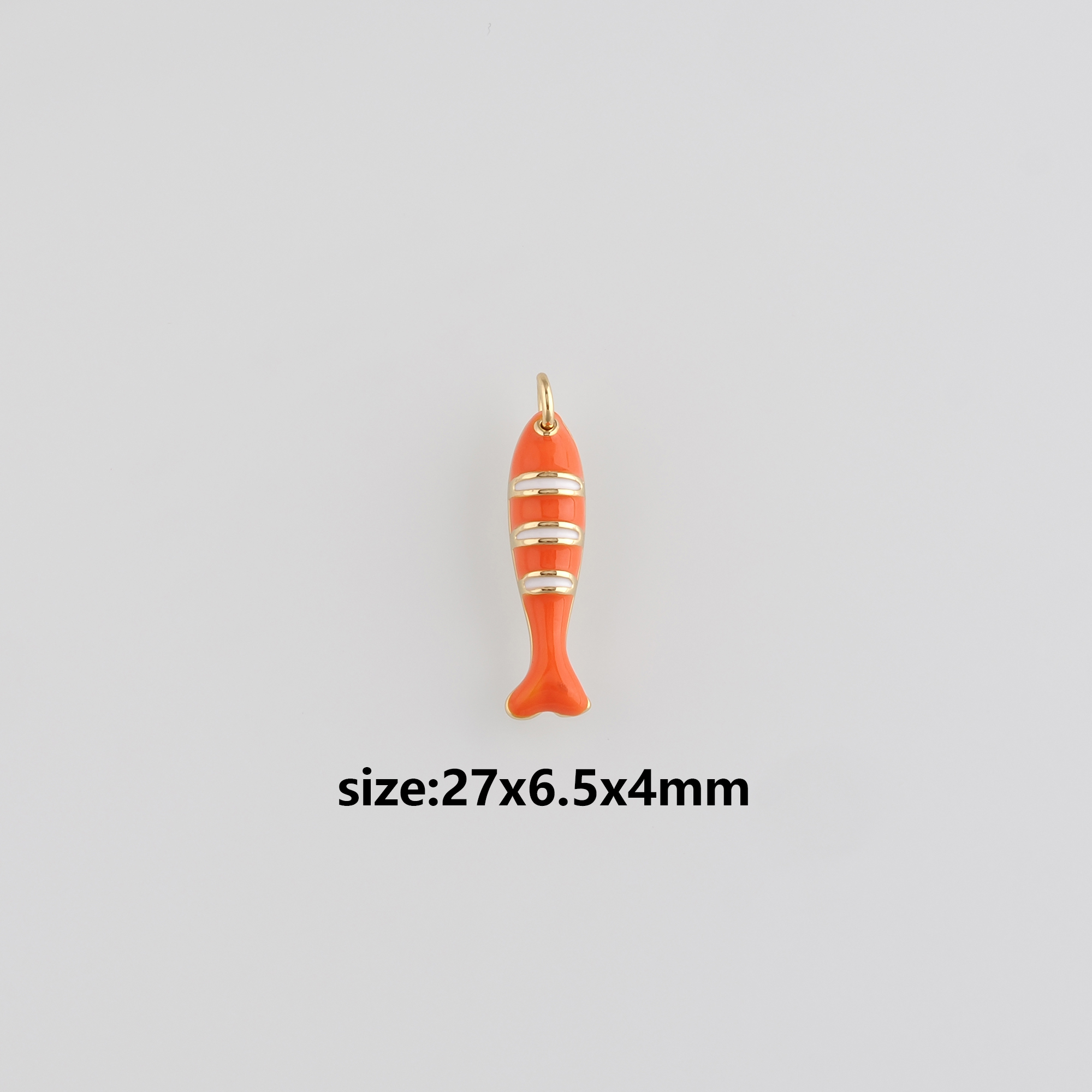 18K Gold Filled Fish Pendant,Enamel Fish Charm Earrings Necklace for DIY Jewelry Making Supply