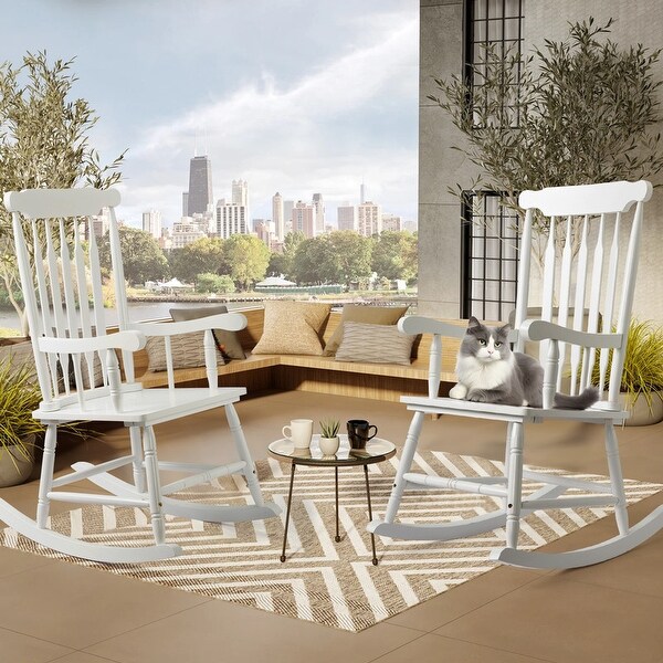 Single Solid Wood Patio Rocking Chair