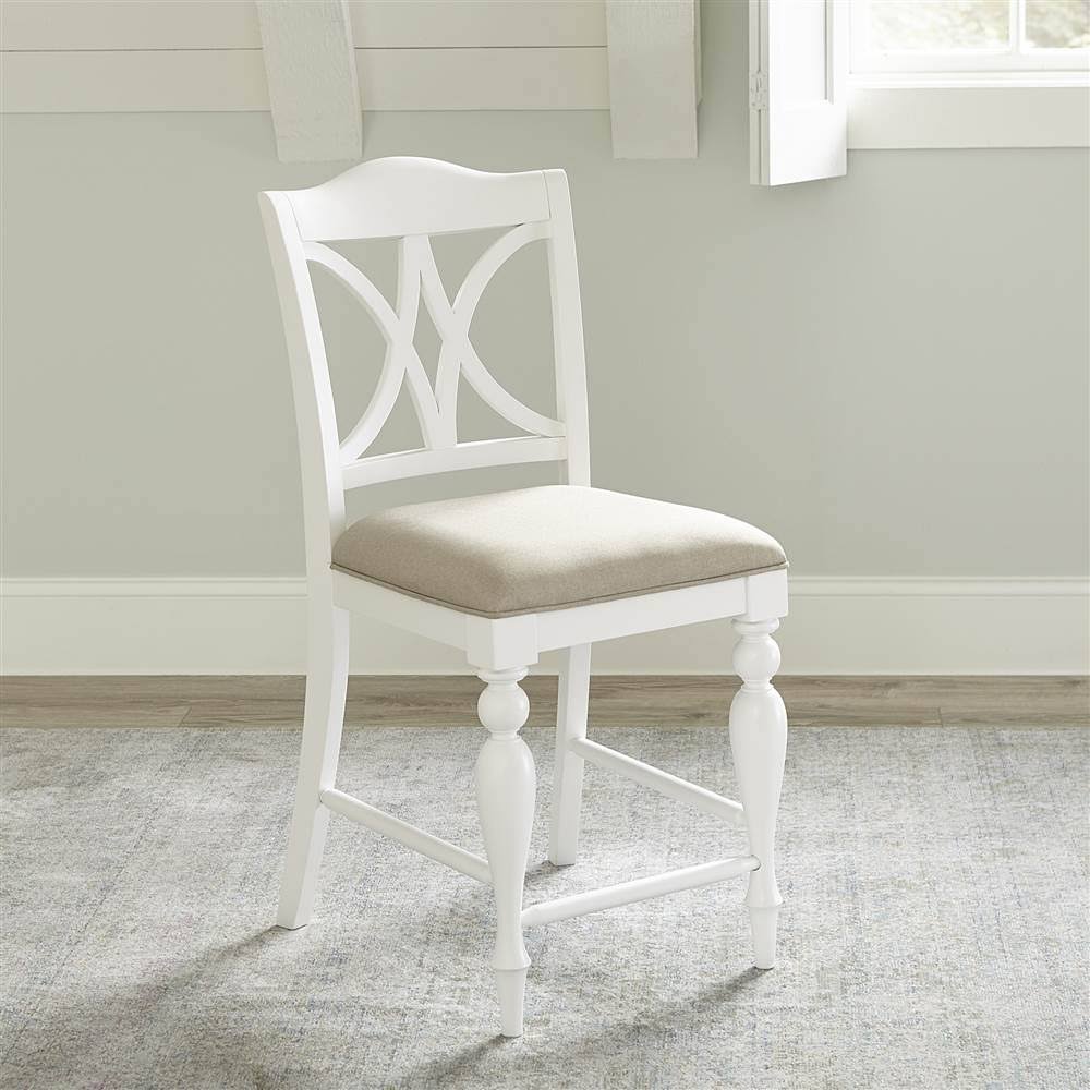 Liberty Furniture Summer House Oyster White Slat Back Counter Stool