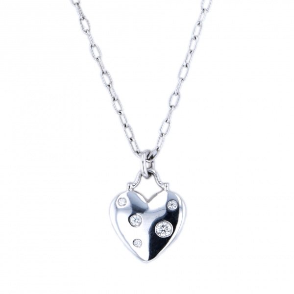 Tiffany & Co. Tiffany White Gold Dots Heart K18WG Necklace Diamond