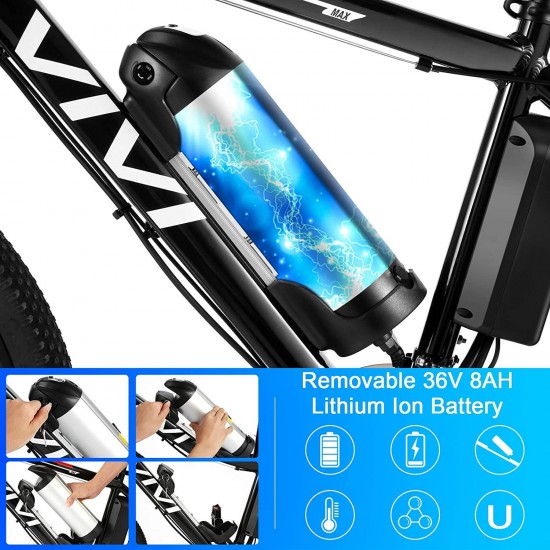 Electric Bike for Adults, 26″ Electric Mountain Bike, 350W Electric Bicycle, Adults Ebike with Removable 8Ah Lithium-ion Battery, 21 Speed (350W 8Ah Black)