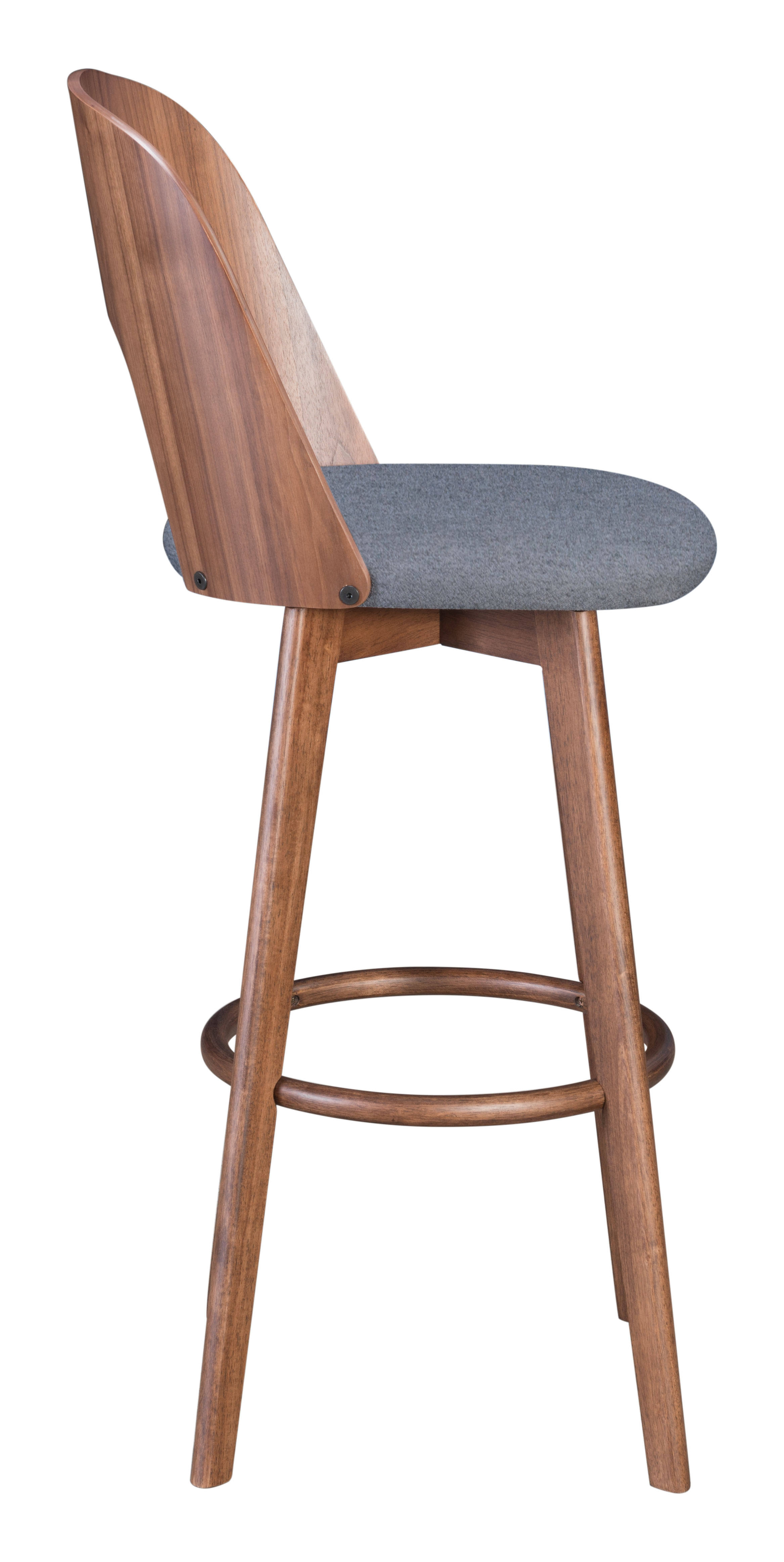 Anton Barstool (Set of 2) Walnut u0026 Dark Gray Zuo