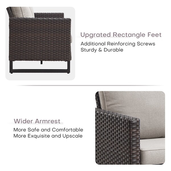 PE Wicker Sofa Rocking Chair Ottoman Set of 9