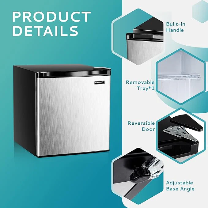 1.7 Cu.Ft Mini Fridge with Compact Freezer Temperature Control