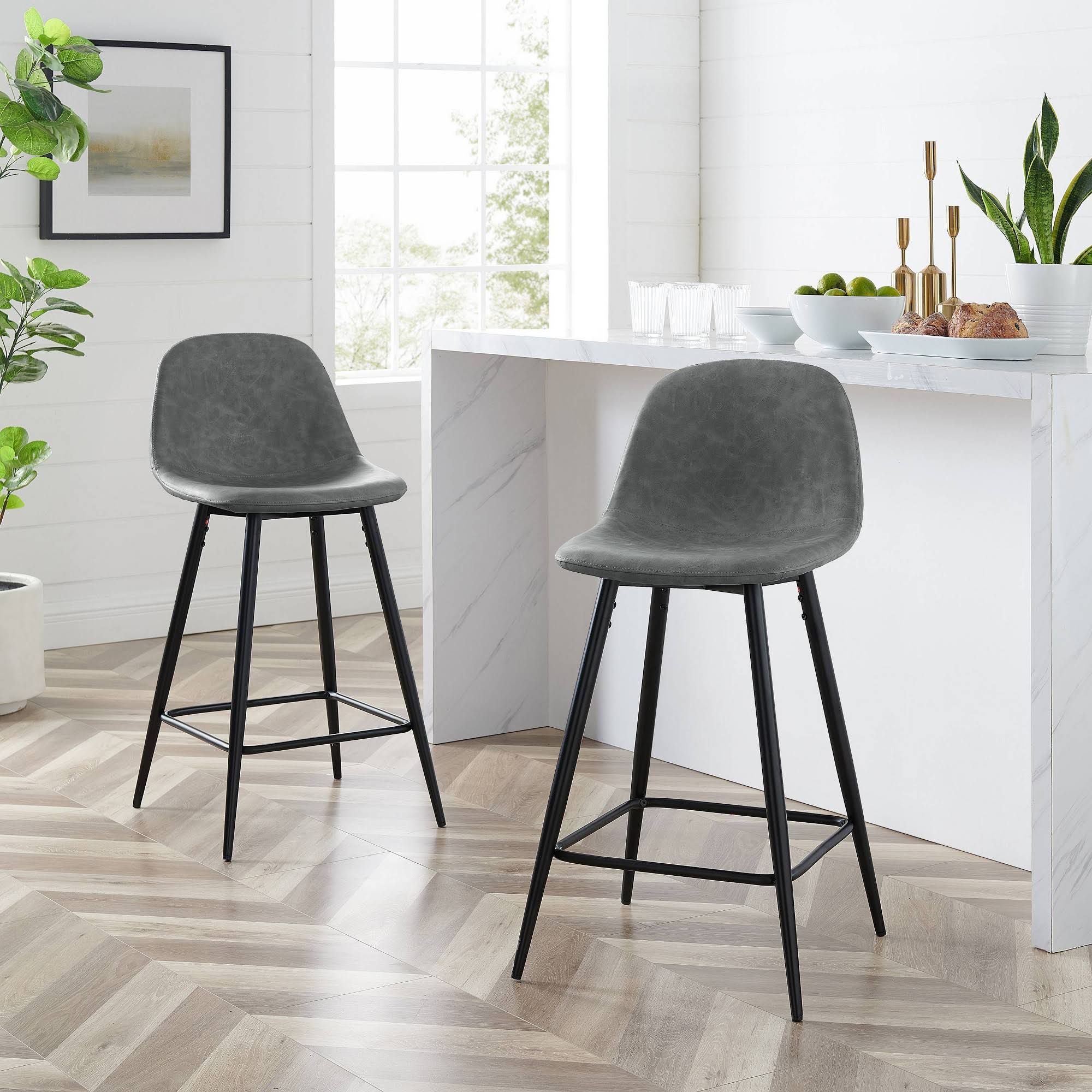 Crosley Furniture Weston Counter Stool, Set of 2 - Distressed Gray