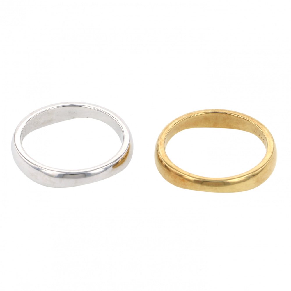 Cartier White Gold Yellow Gold Ring Set of 2 Wg Yg 18K White Gold & 18K Yellow Gold